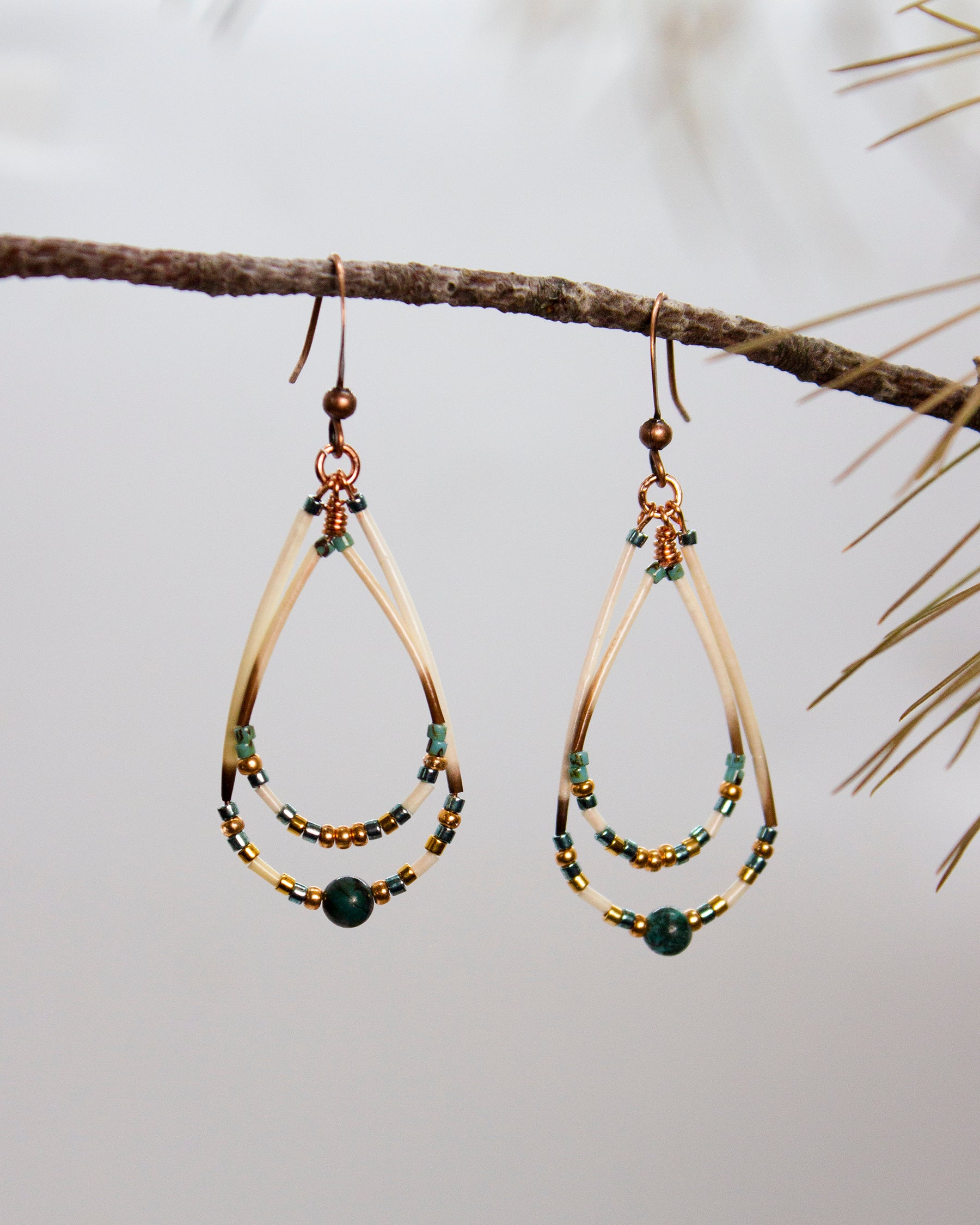 Double Hoop Porcupine Quill Earrings II *variants