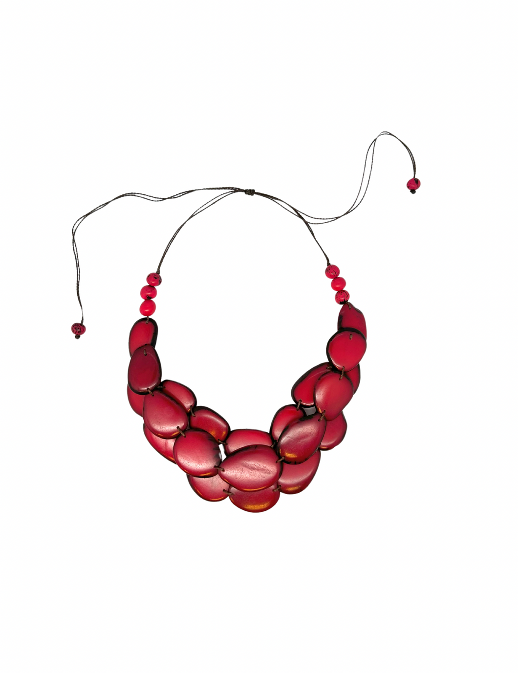 Red Tagua Nut (3 row) Necklace