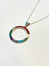 Load image into Gallery viewer, Rainbow Silver Hoop Pendant &amp; Earrings