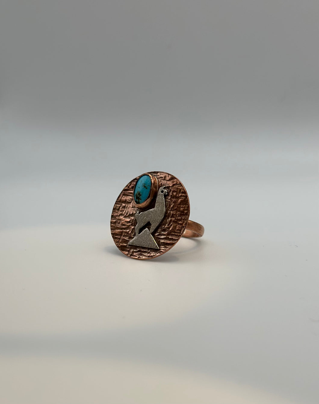 Turquoise Copper Ring -Llama