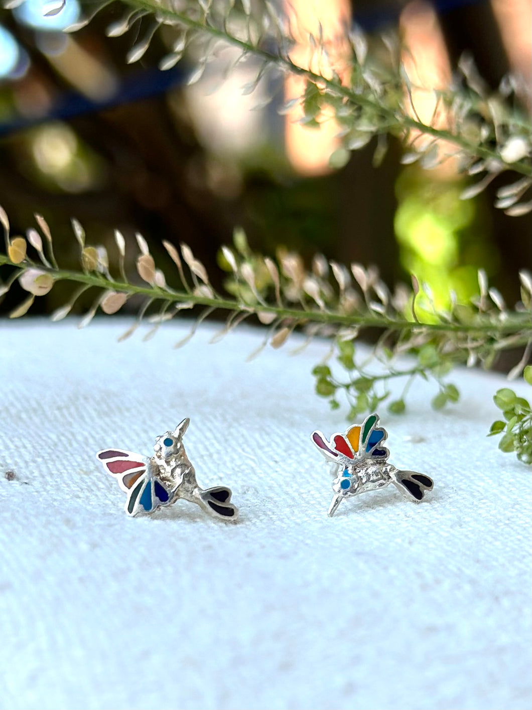 Mini Silver Hummingbird Studs