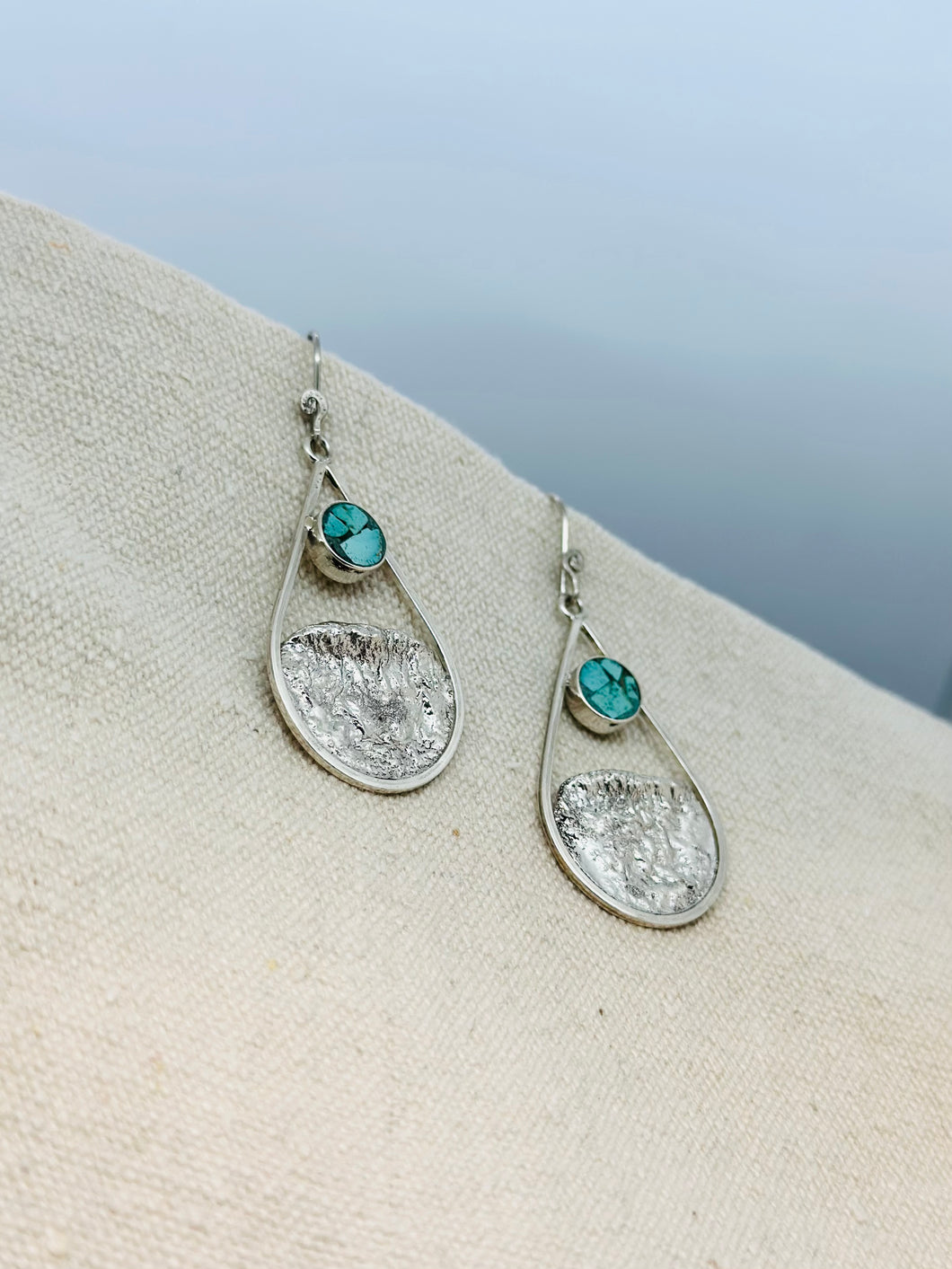 Waterdrop Silver & Turquoise Earrings