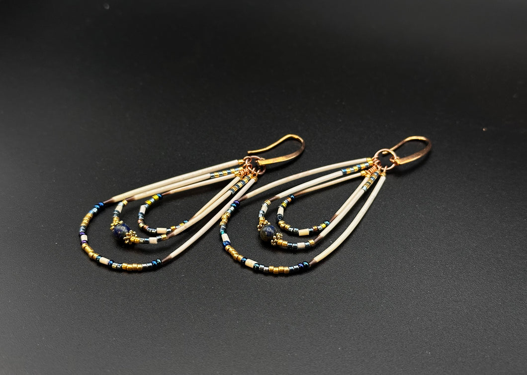 Triple Hoop Quill Earrings