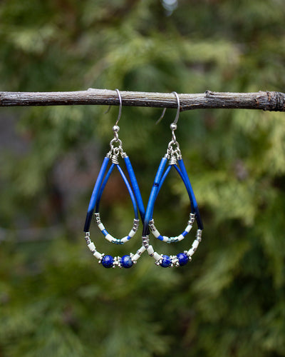 BLUE Double Quill Earrings