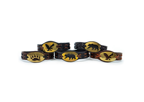 Brass Signet Leather Bracelets