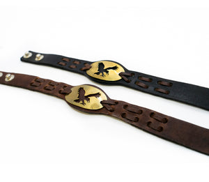 Brass Signet Leather Bracelets