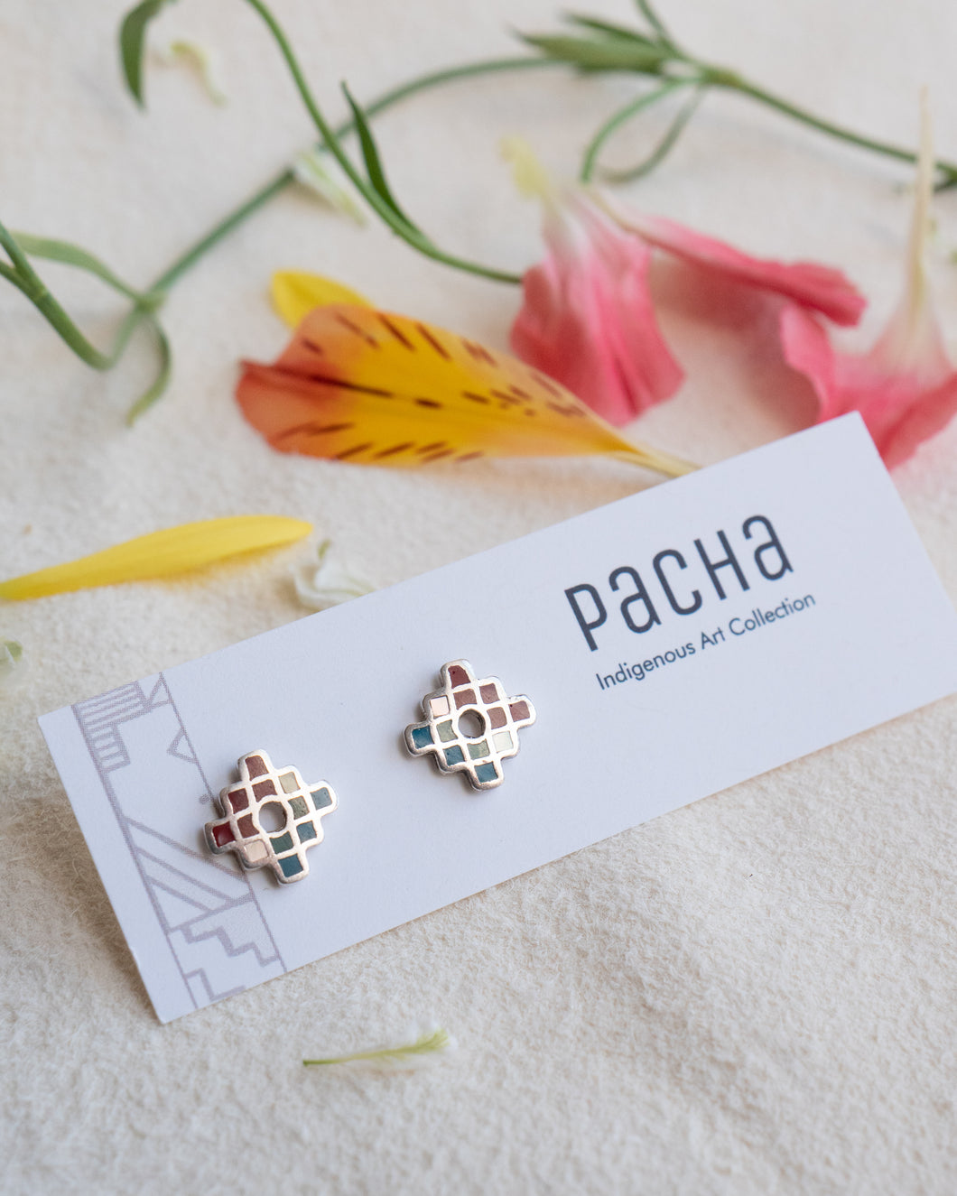 Silver Chakana Studs